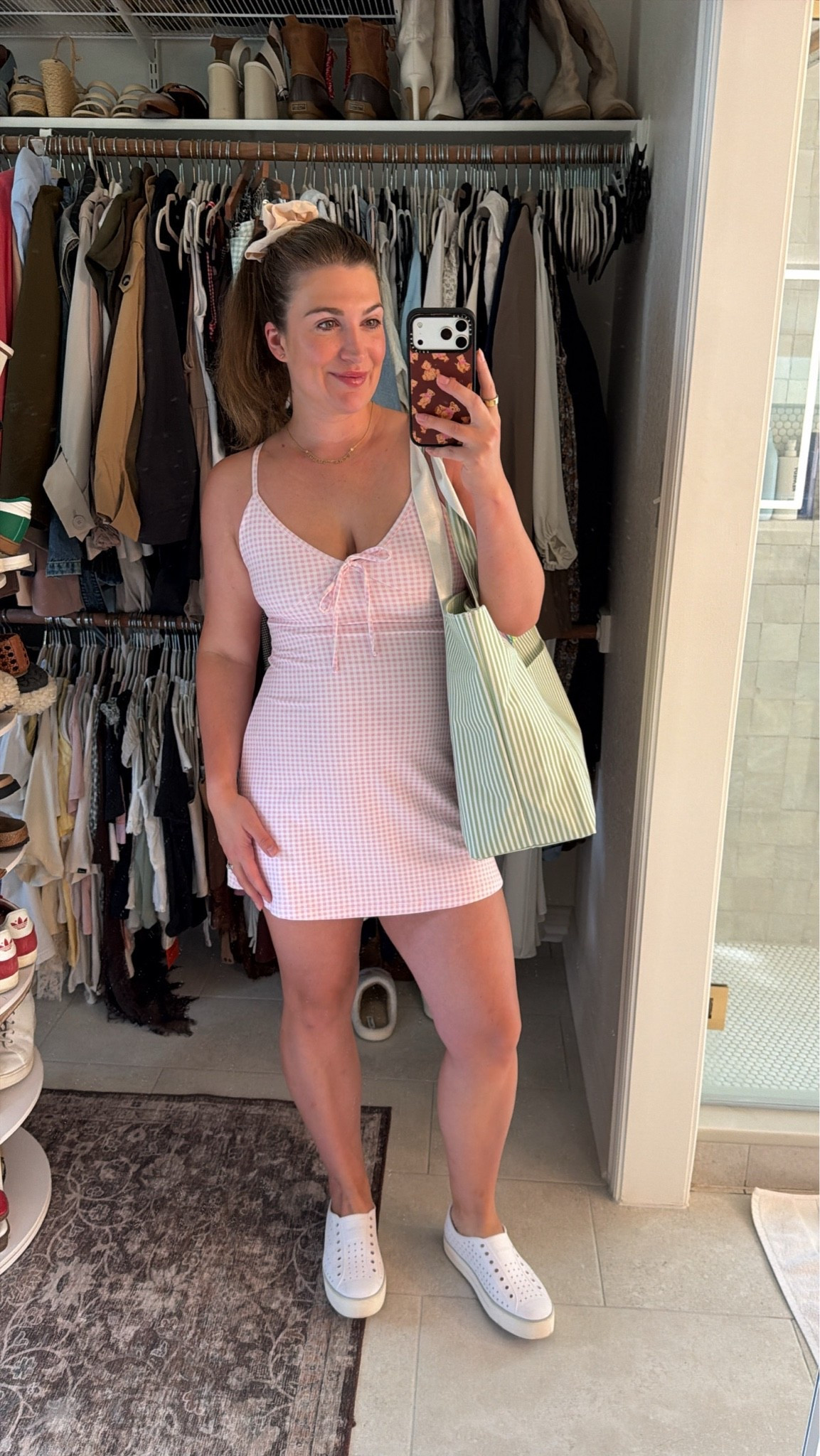 Summer splash pad OOTD! Active dresses are so perfect for our outdoor/pool days. 

workout dress, athletic dress, tennis dress, activewear dress, athleisure style