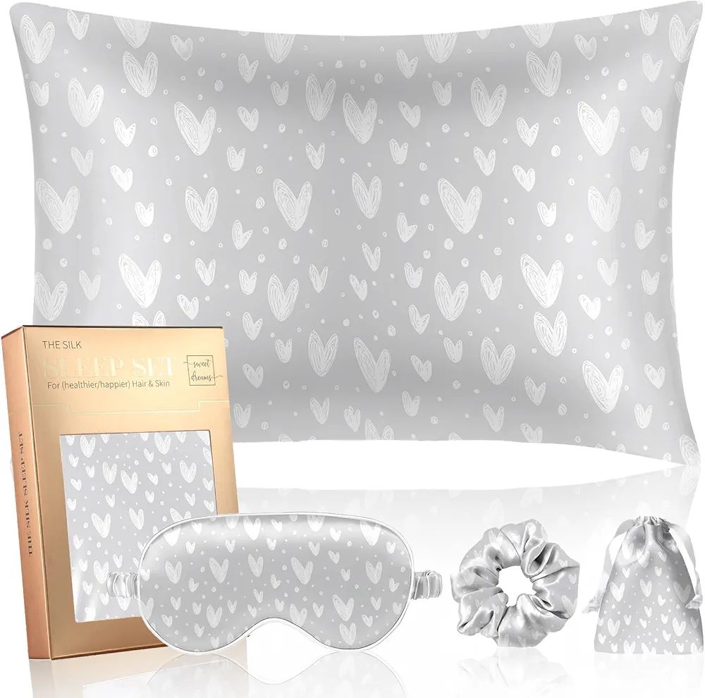 Miss Adola Mulberry Silk Pillow Case for Hair and Skin 19 Momme Standard 26"x20" Grey Satin Pillo... | Amazon (US)
