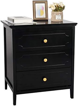 3 Drawer Nightstand Black Side Table Bedroom End Table for Living Room Bedroom with Storage 2 Set... | Amazon (US)