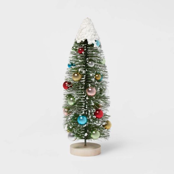 16" Artificial Christmas Flocked & Decorated Bottle Brush Tree - Threshold™ | Target