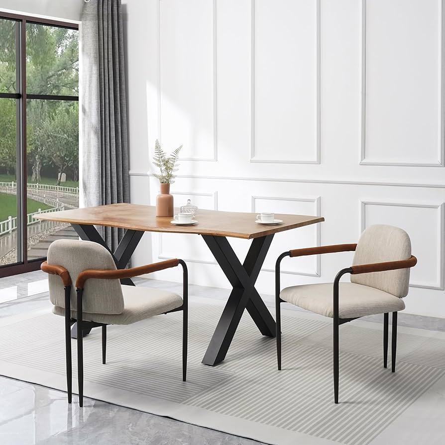 Christopher Knight Home Ebany Dining Chairs Set of 2, Upholstered Dining Chair, Metal Frame Accen... | Amazon (US)