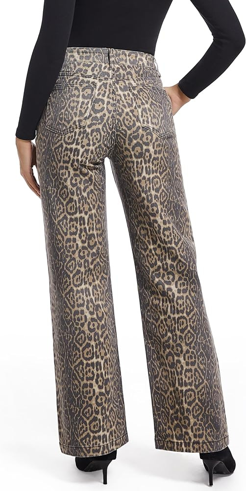 ETTELO Women's Jeans Straight Leg Casual High Waisted Stretch Trendy Black Pull On Jeans for Wome... | Amazon (US)