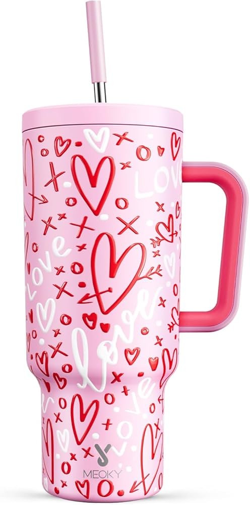 Meoky 40 oz Tumbler with Handle and Straw, Tumbler with Lid and Straw, Insulated Stainless Steel ... | Amazon (US)