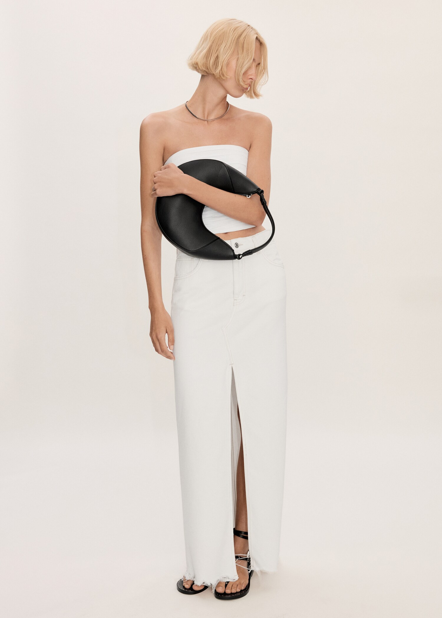 Slit denim skirt | MANGO (US)