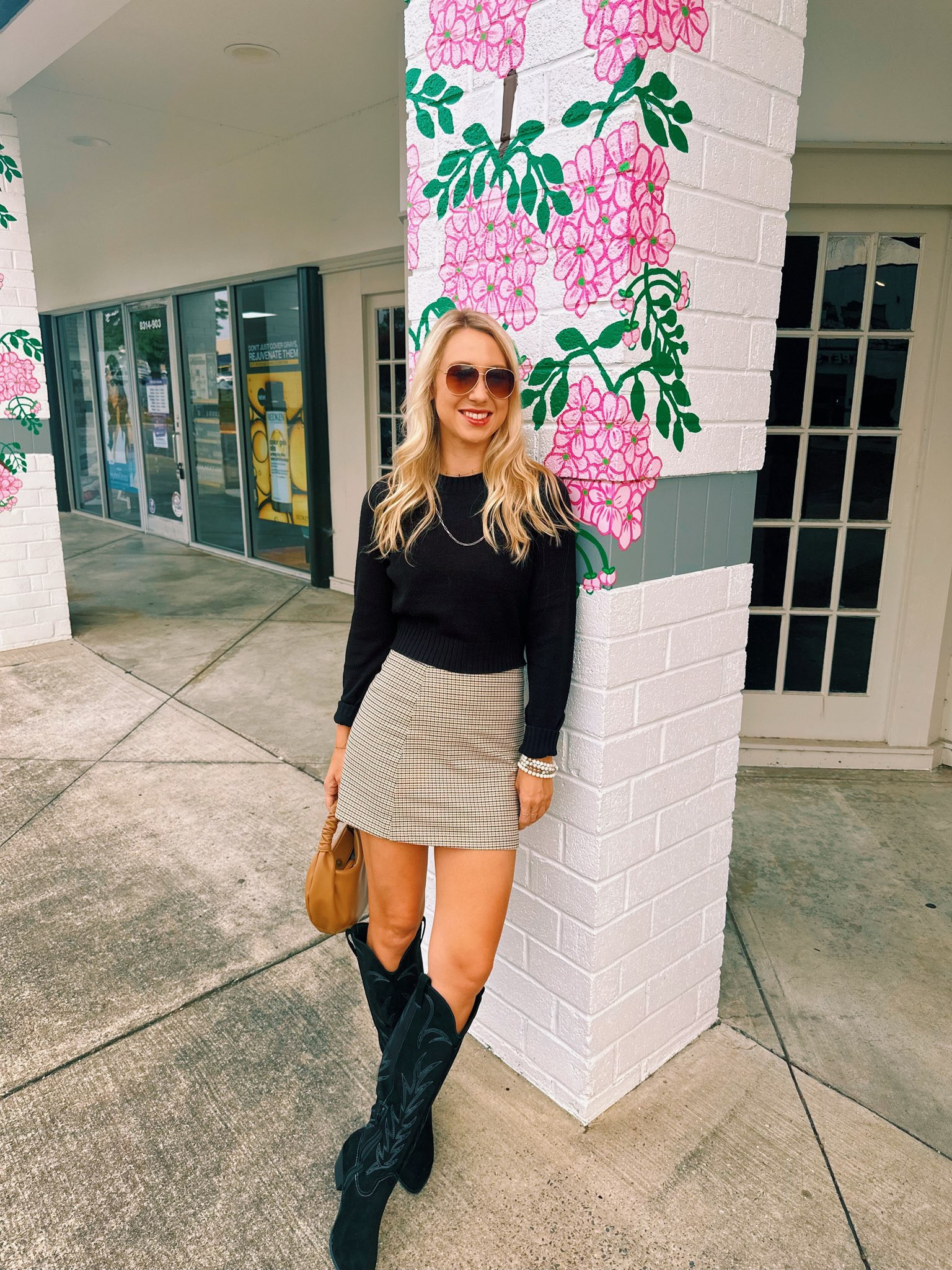 I’m wearing my normal size in my skirt and cowboy boots! The boots come in tan and my mini skirt comes in other options. I also linked a couple of other cute skirts from the same place. #hmfinds #hmstyle #targetfinds #cowboyboots #fallboots #fallskirt #fallskirts 

#LTKshoecrush #LTKfindsunder50 #LTKfindsunder100