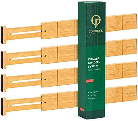 Goodpick Expandable Bamboo Drawer Dividers, Kitchen Utensil Drawer Organizer with Labels, Adjusta... | Amazon (US)