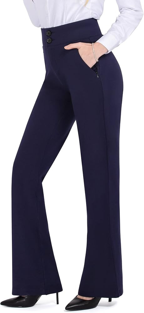 PUWEER Women's High Waist Dress Pants with Pockets, Stretch Work Pants for Women, Dress Slacks fo... | Amazon (US)