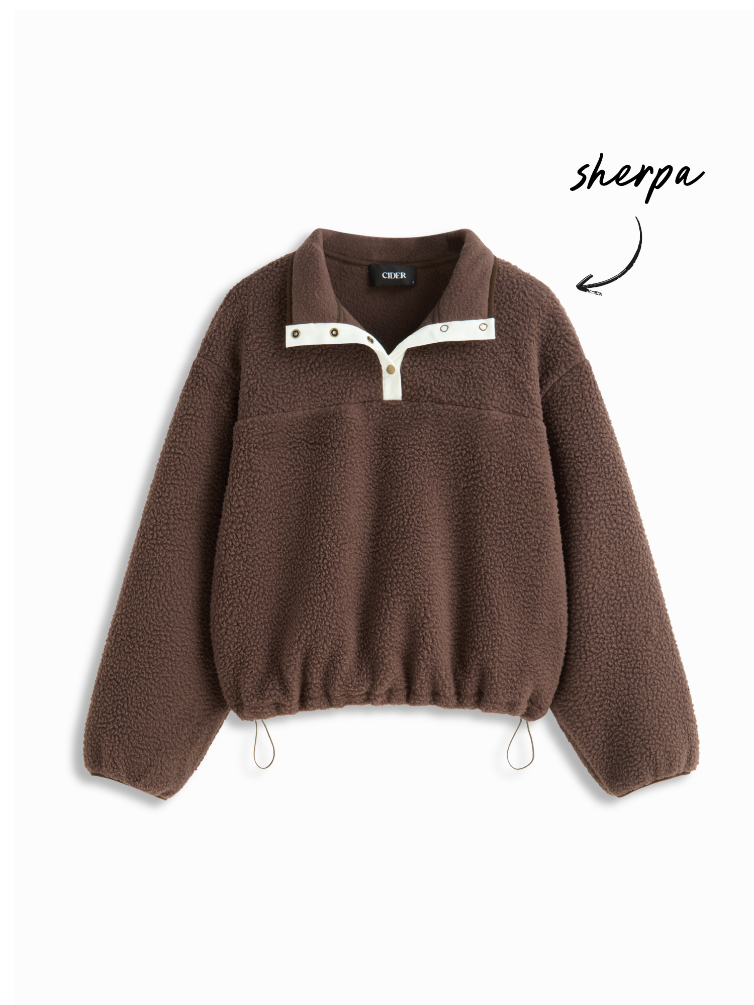 Fleece Fleece Collar Drawstring Button Long Sleeve Sweatshirt For Daily Casual | Cider