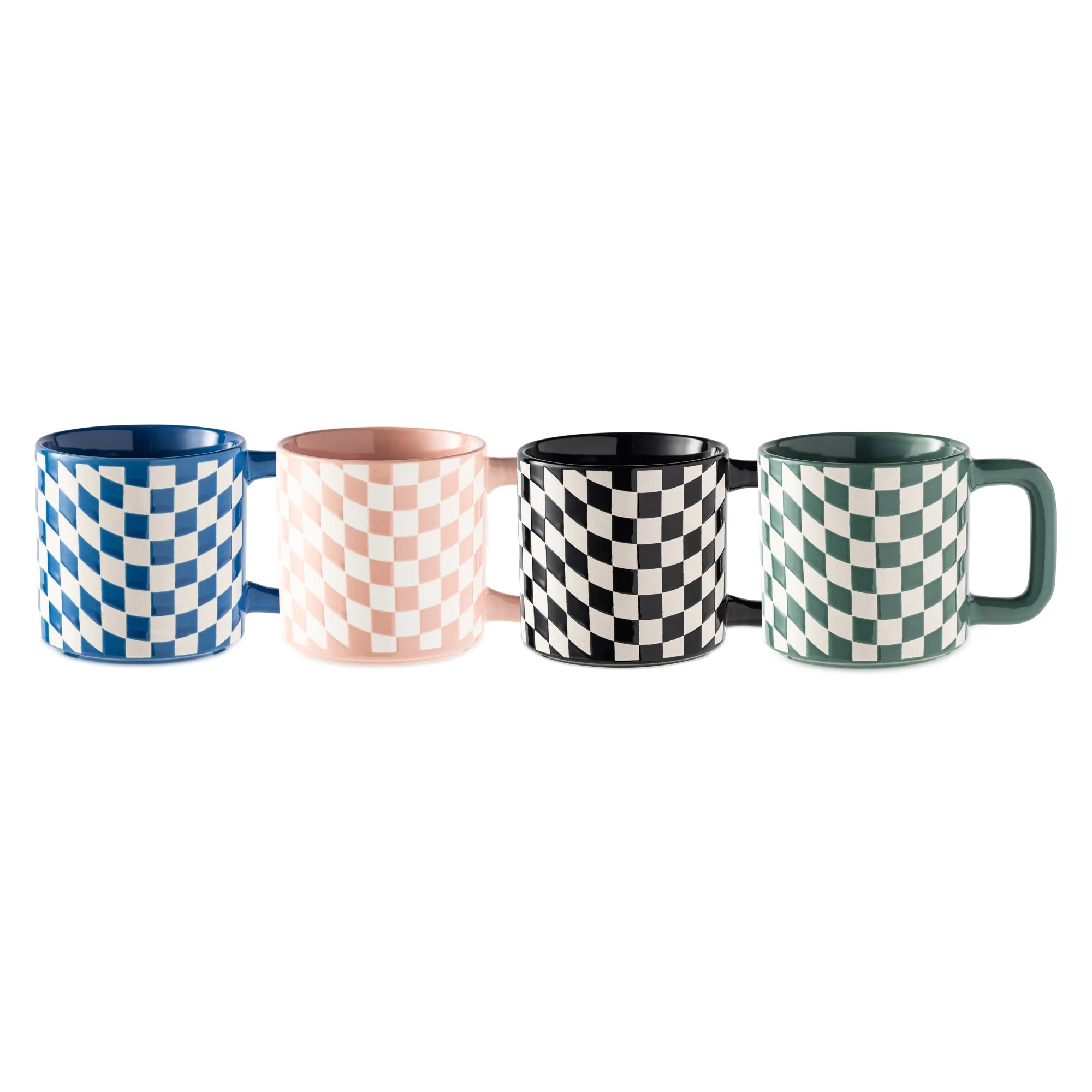 Mainstays 4-Pack Checkered 16oz Coffee Mug - Walmart.com | Walmart (US)