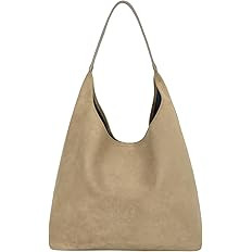 Suede Hobo Tote Bag for Women Stylish Slouchy Shoulder Bag Soft Leather Handbag Suede Purses for ... | Amazon (US)