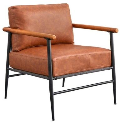 Demi Mid - Century Modern Armchair Camel Brown - Lifestorey | Target