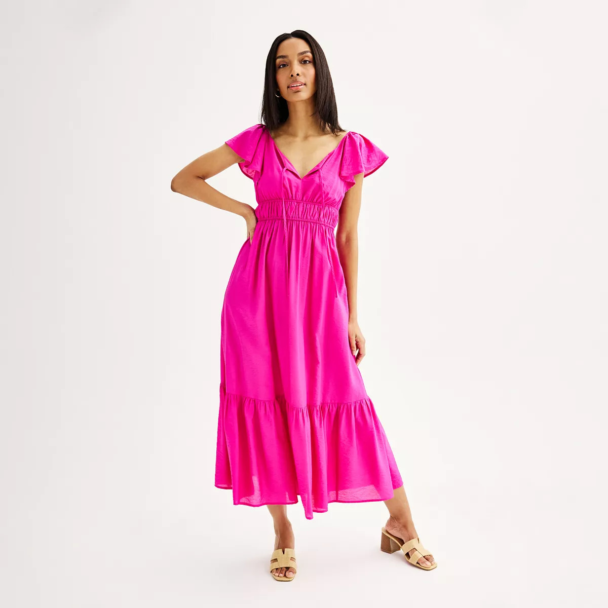 Women's Nine West Flutter Sleeve Maxi Dress | Kohl's
