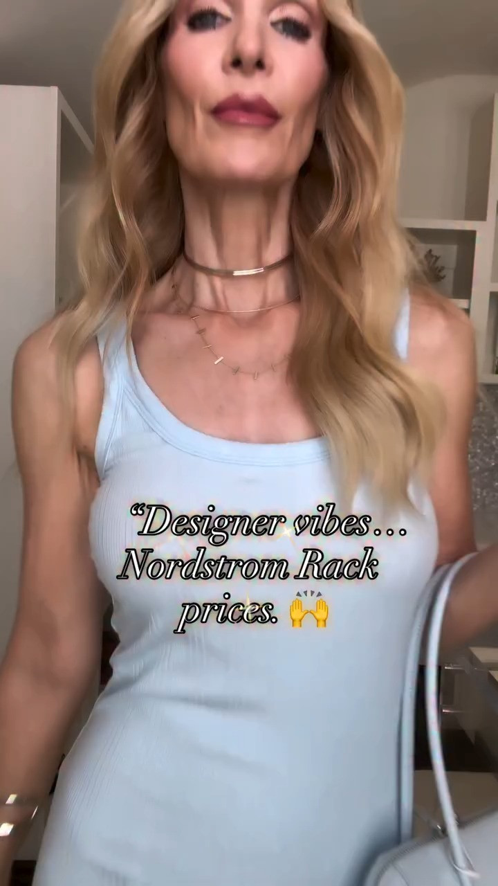 Three fabulous looks from Nordstrom Rack and honestly… the finds are SO good lately. 🙌✨

Look 1: This baby blue fitted mini dress is such a winner for summer. I love the color, the fit, and the fact that it’s comfortable, easy, and wrinkle-free. Paired it with this gorgeous baby blue East-West handbag that looks so designer but is under $100 👏 and these fabulous white Dolce Vita kitten heels that are the perfect summer staple.

Look 2: This white ribbed tank midi dress is one of those effortless pieces you can throw on and instantly look put together. I topped it off with a denim jacket and absolutely love this chic casual vibe.

Look 3: For a more casual everyday look, these navy blue trouser pants by Beyond Yoga are incredible. They have an elastic waist, pockets, and are wrinkle-free, which makes them perfect for travel too. Styled them with the same denim jacket and a simple white tank for an easy polished look.

Seriously, Nordstrom Rack has so many amazing finds right now. Linked everything for y’all! Everything runs true to size — I’m wearing an XS in both dresses, the pants, and the denim jacket. 

 

#LTKootd #LTKSeasonal #LTKOver40