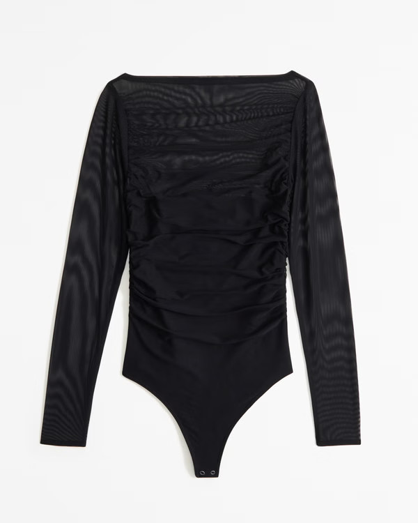 Women's Long-Sleeve Mesh Slash Bodysuit | Women's Tops | Abercrombie.com | Abercrombie & Fitch (US)