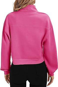 Artfish Women's Pullover Cropped Hoodies Casual Fleece Lined Half Zipper Long Sleeves Sweatshirts | Amazon (US)