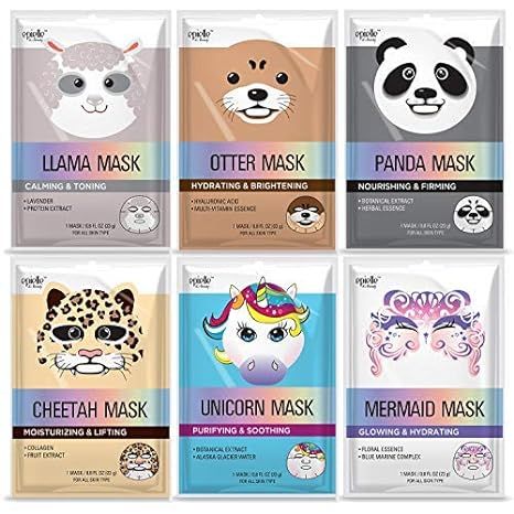 Epielle Character Sheet Masks | Animal Spa Mask | -For All Skin Types |spa gifts for women, Spa G... | Amazon (US)