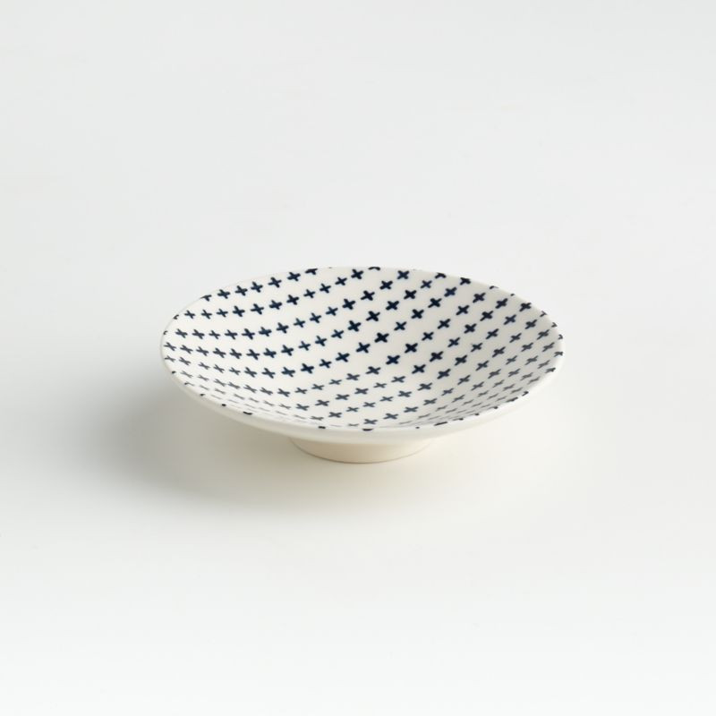 Mai Blue Crisscross Sauce Dish + Reviews | Crate & Barrel | Crate & Barrel