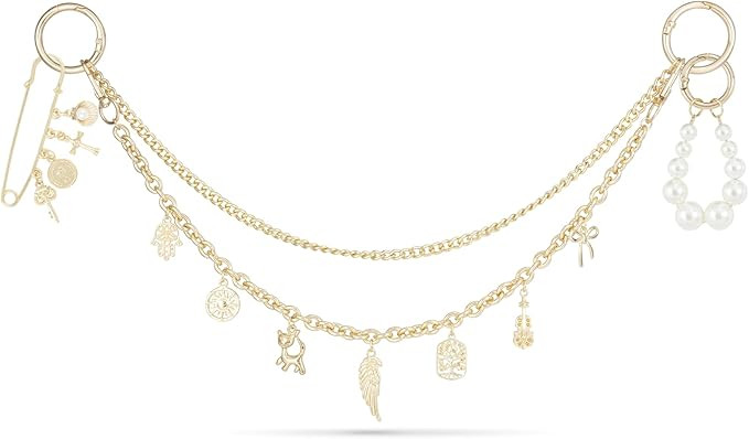 4-in-1 Bag Charms Set, Elegant Gold Purse Charms with Pearl Beads, Shell Pendant, and Safety Pin,... | Amazon (US)