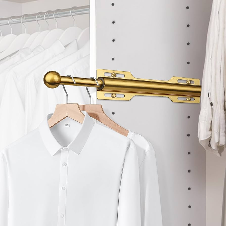 12" Valet Rod for Closet Pull Out (1 Pack, Brushed Gold) | Amazon (US)