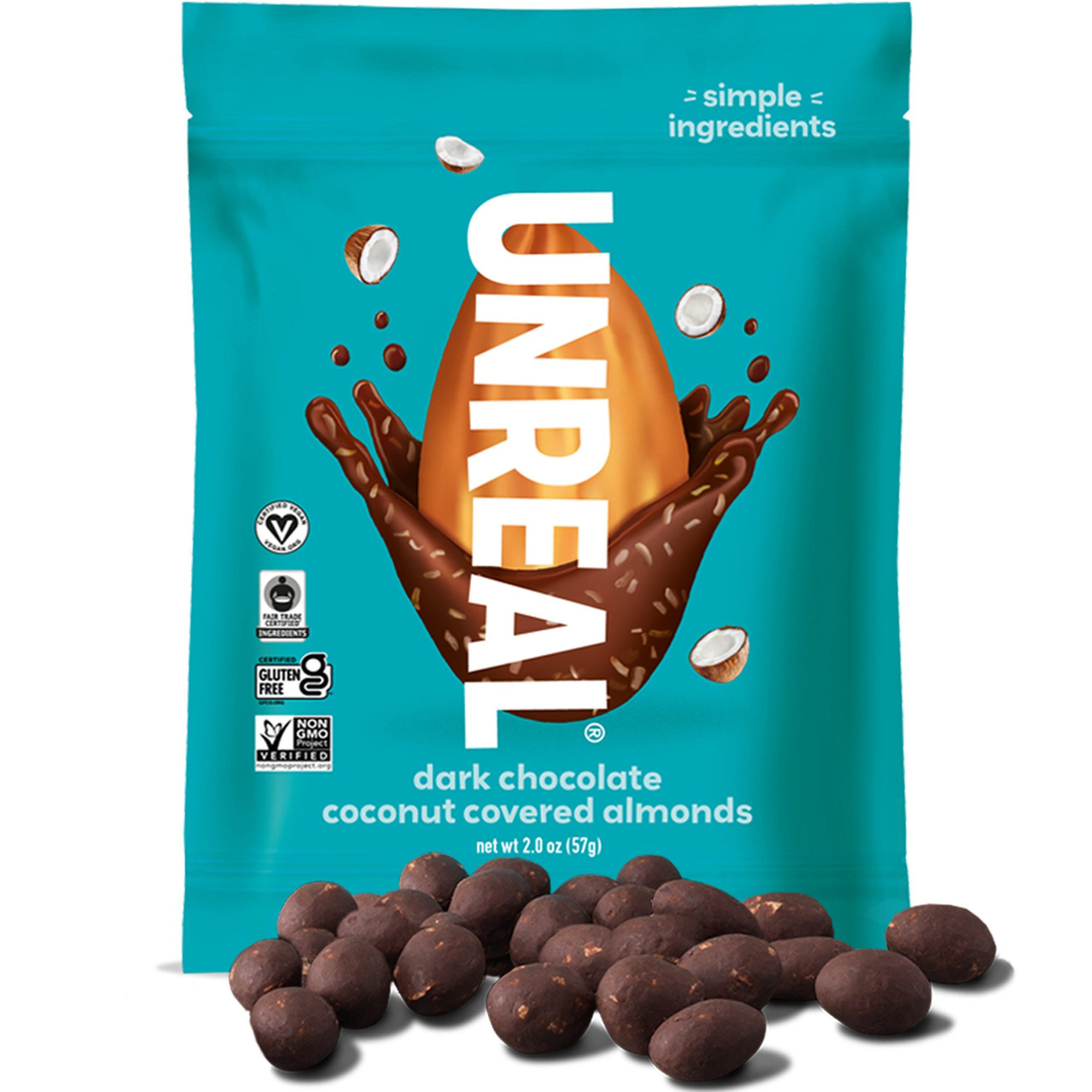 UNREAL Dark Chocolate Covered Almonds Coconut | REI