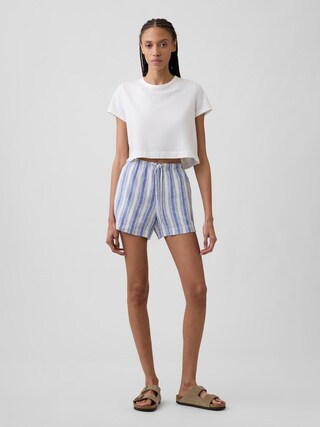 4" High Rise Pull-On Linen-Blend Shorts | Gap Factory
