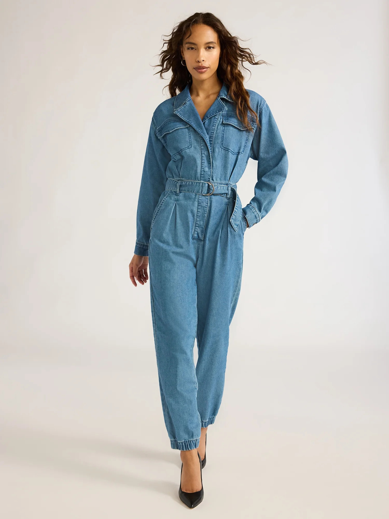 Sofia Jeans Women's and Women's Plus Size Utility Jumpsuit with Long Sleeves, 26" Inseam, Sizes X... | Walmart (US)