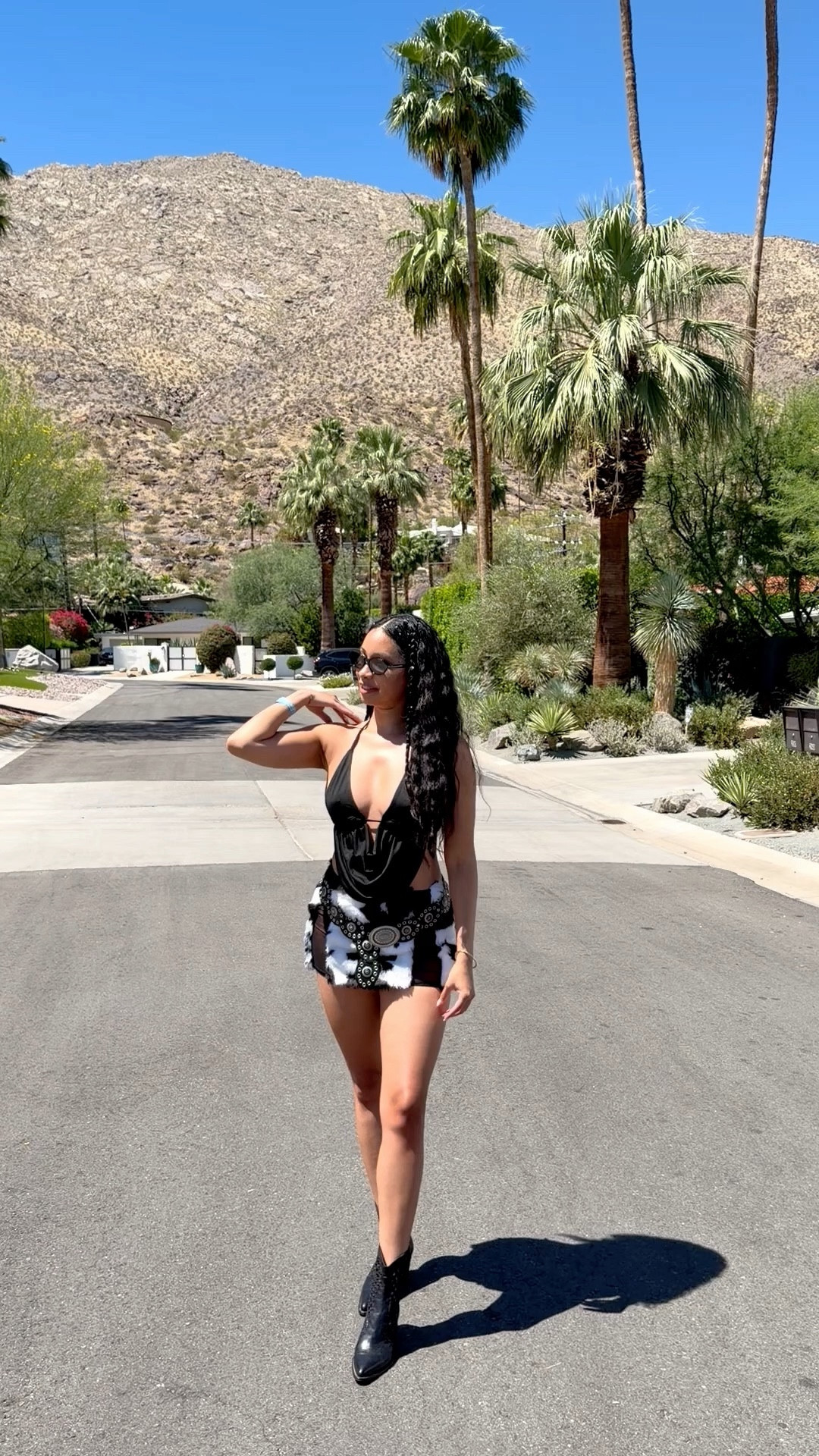 Coachella Weekend 1 🎡✨ All black outfit + furry cow print skirt from a local rave shop 🖤

#LTKootd #LTKdayinmylife #LTKFestival