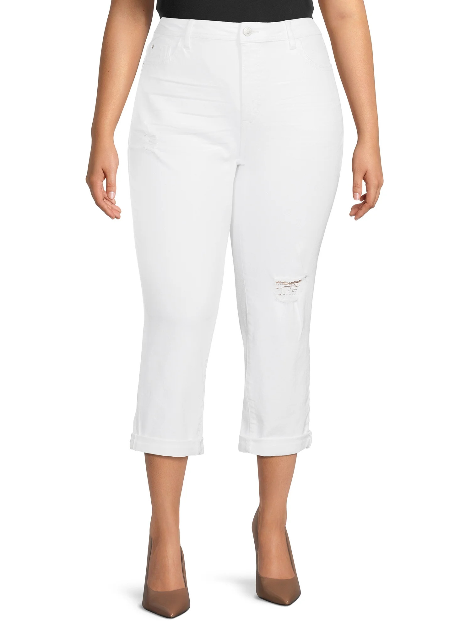 Terra & Sky Women's Plus Size Slim Boyfriend Jeans | Walmart (US)