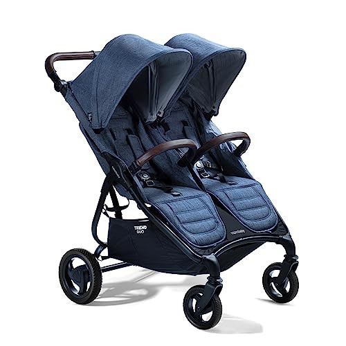 Valco Baby Trend Duo Light Weight Side by Side Double Stroller 2025 (Denim Blue) - Easy and Compact fold, Multi-Position Recline, Large Canopy, Independent Twin Vents and More - Luxurious Twin Pram | Amazon (US)