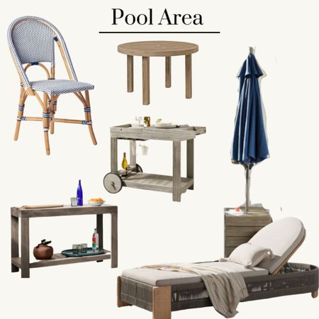 Pool area purchases so far! Dining room table for 6 people with Serena and lily chairs. Navy umbrella with table. 

#LTKSeasonal