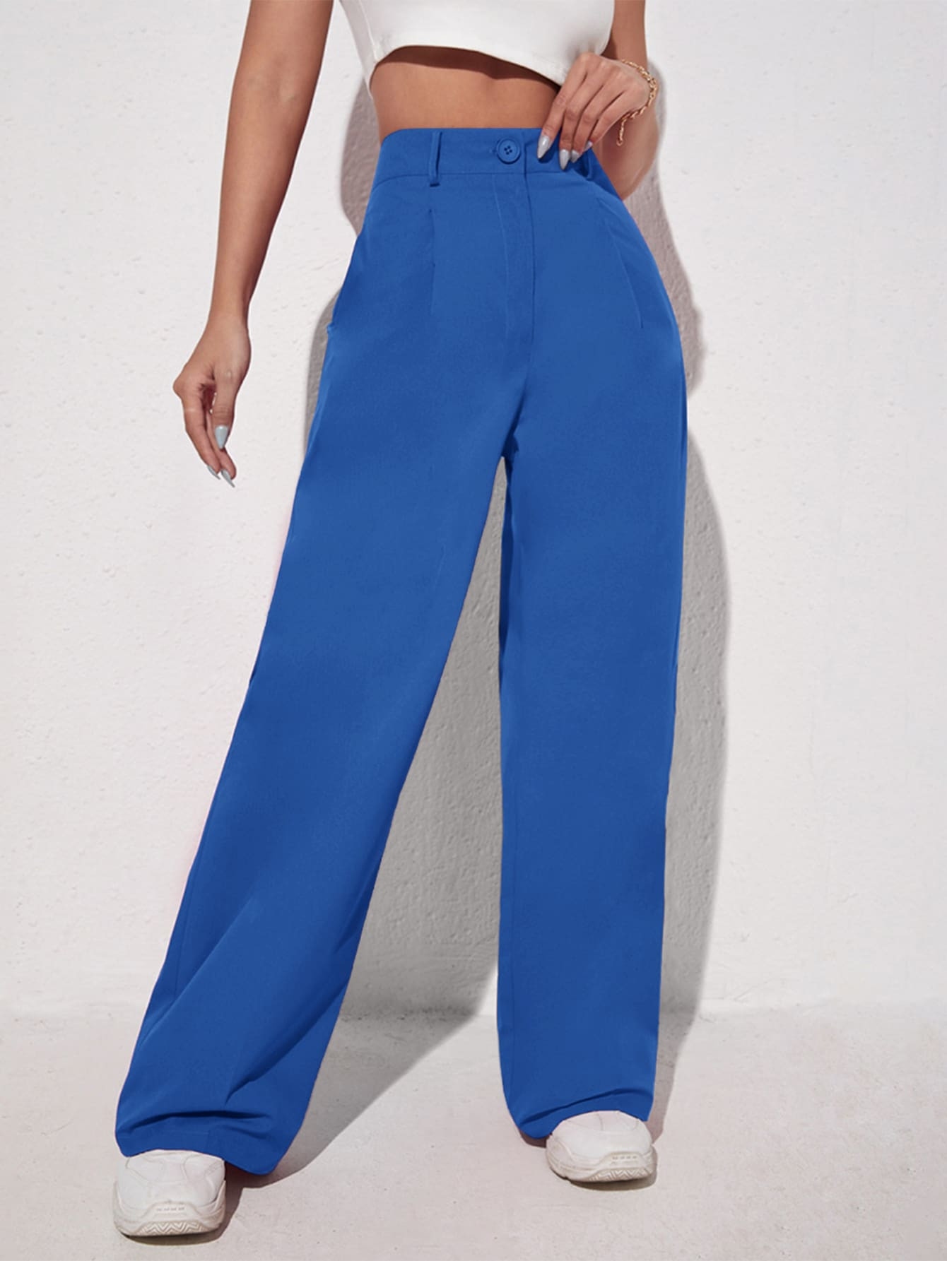 SHEIN EZwear Solid Wide Leg Pants | SHEIN