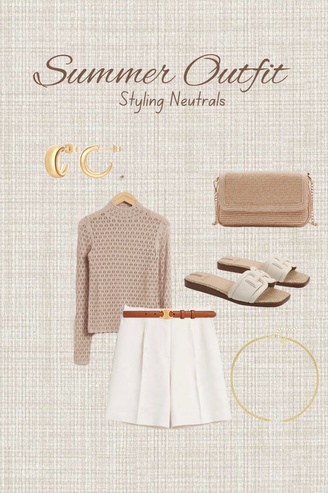 Summer outfit vacation outfit beach outfit neutral outfit 
Tailored shorts Sam Edelman slides
Gold jewelry beige outfit old money summer outfit 

#LTKFind #LTKSeasonal #LTKshoecrush