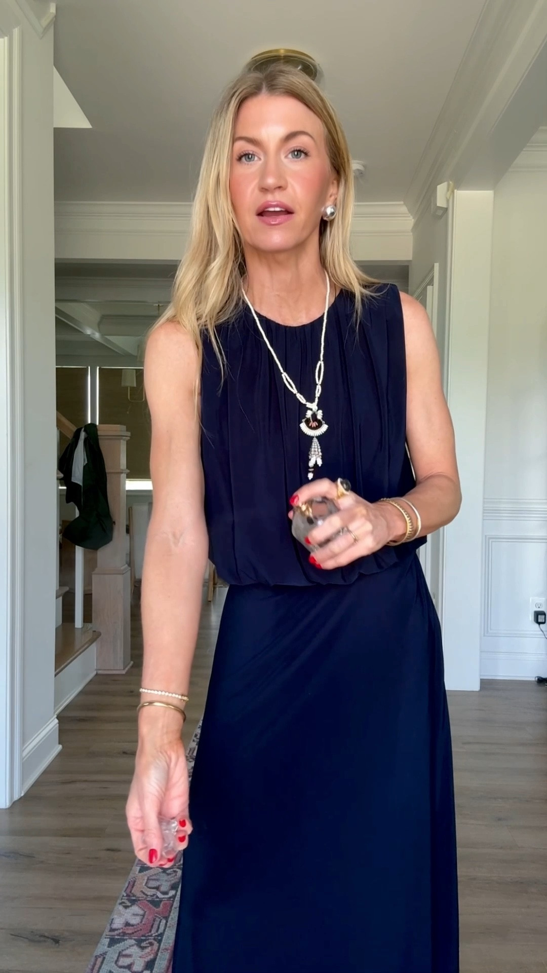 My navy maxi dress is restocked! 
Top: TTS, wearing a S
Skirt: runs small, wearing XS

#LTKgrwm #LTKdayinmylife #LTKootd