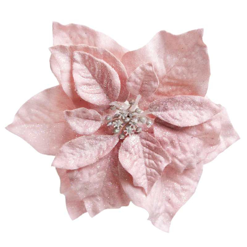 8X2X8In Irrd Glitter Poinsettia On Clip | At Home