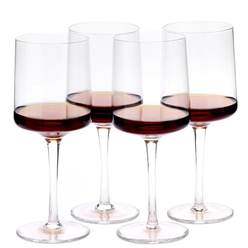 Navaris Clear Wine Glasses - Set of 4 - Transparent Wine Glasses with Stems - Stylish Design Glassware for Serving Wine, Cocktails, Dessert | Amazon (US)