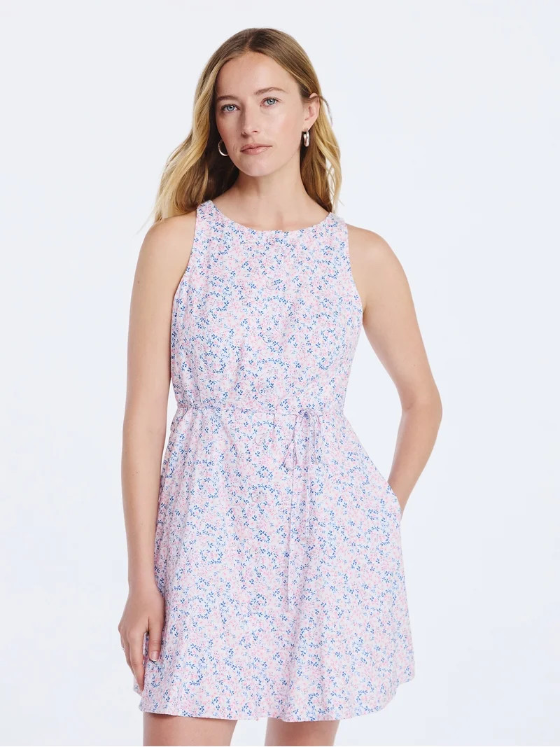 Free Assembly Women's and Women's Plus Cotton Boatneck Mini Dress, Sizes XS-4X | Walmart (US)