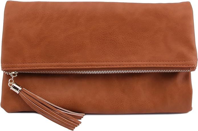 Solene Envelope Clutch Bags for Women Foldover Crossbody Tassel Wallet with Chain Strap, Elegant ... | Amazon (US)
