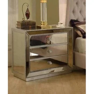 Best Master Furniture  3 Drawer Mirrored Nightstand | Bed Bath & Beyond