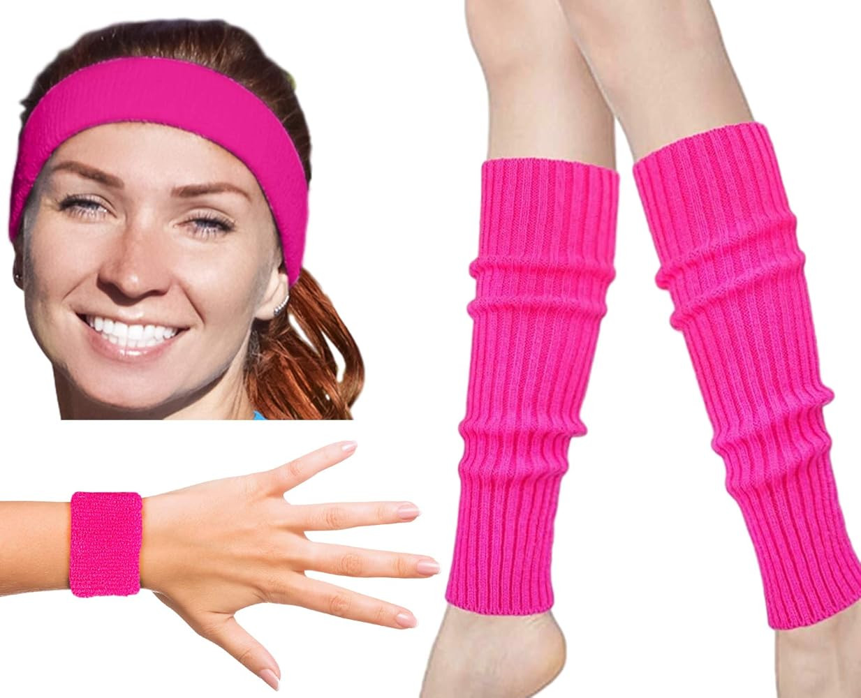 80s Workout Costumes for Women | 80s Accessories for Women | 80s Leg Warmers Set Neon Pink | Amazon (US)