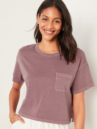 Oversized Garment-Dyed Cropped T-Shirt for Women | Old Navy (US)