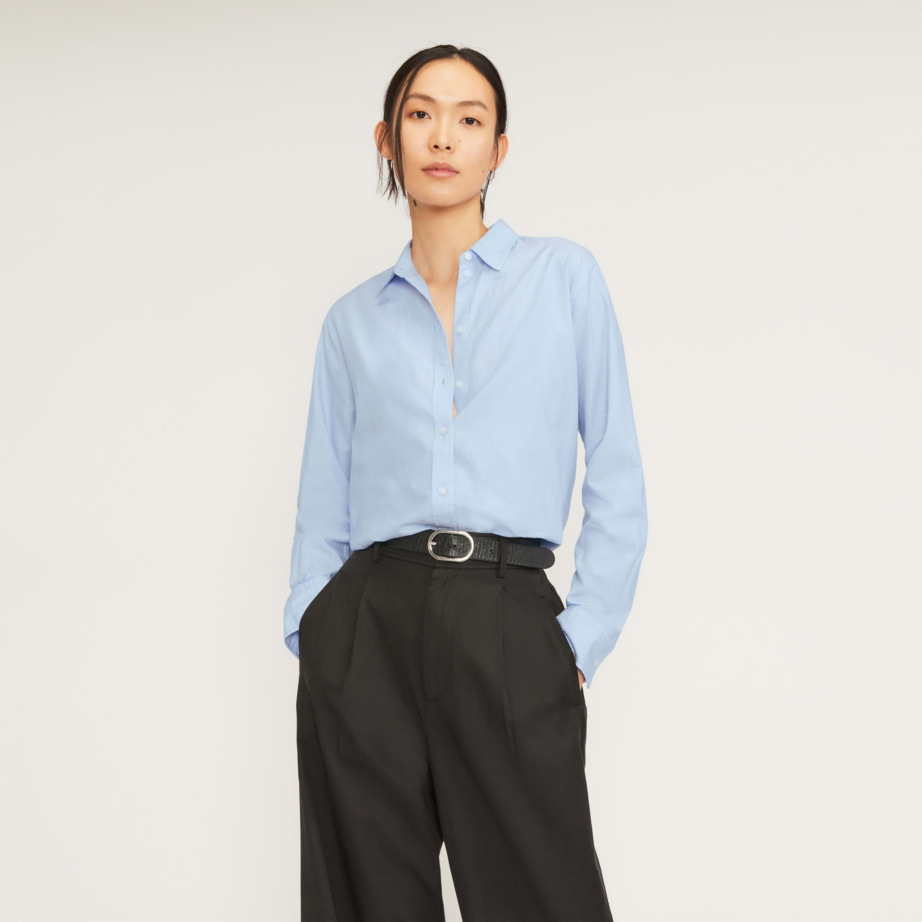 Women's Silky Cotton Relaxed Shirt by Everlane in Pale Blue, Size 00 | Everlane