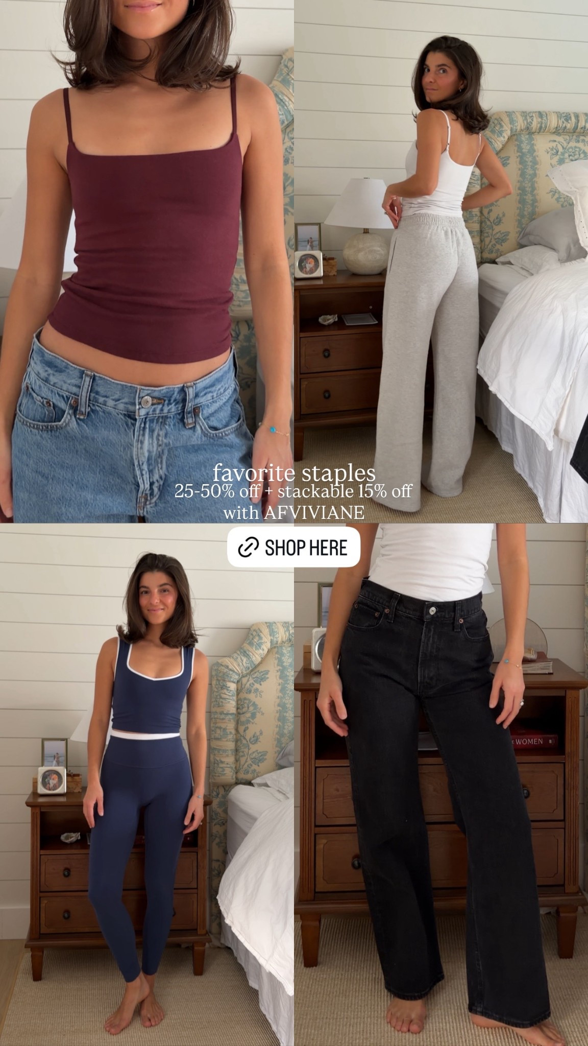 [11/24/25] staples from Abercrombie on sale | use code AFVIVIANE for extra 15% off @abercrombie #abercrombiestyle

Bra-free tank: xs
Wide leg sweatpants: xs short
Leggings: xs short (regular, curve love also available!) 
Sports bra: xs
High rise 90s denim: 24 short 


*Offer valid in stores and online from 11/24/2025-12/1/2025 in US/CA. Excludes clearance and gift cards. Online price reflects discount. Use code AFVIVIANE to get an additional 15% off everything in stores and online at checkout from 11/24/2025-12/1/2025 in US/CA. Excludes clearance and gift cards. See details online.

#LTKPetite #LTKCyberWeek #LTKSaleAlert