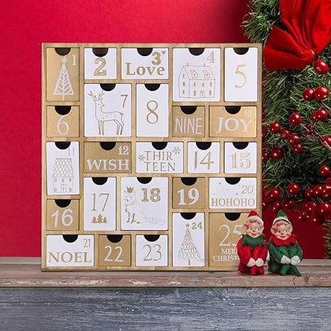 Juegoal Advent Calendar with 25 Drawers Countdown to Christmas, Refillable Wooden Advent Xmas Gif... | Amazon (US)