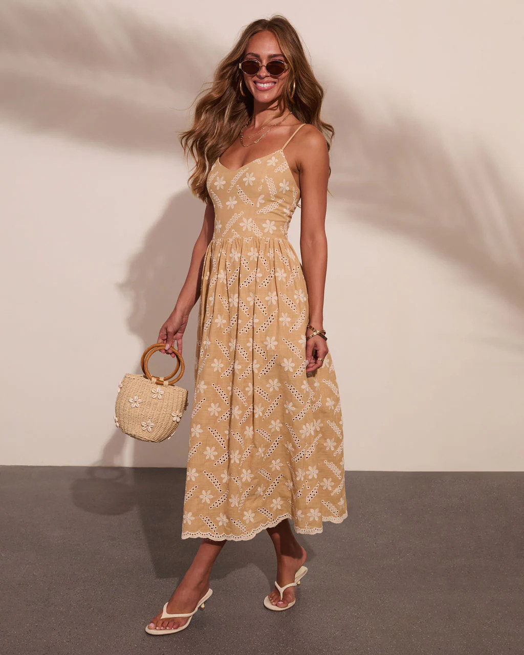 Soft Sands Floral Eyelet Fit and Flare Maxi Dress | VICI