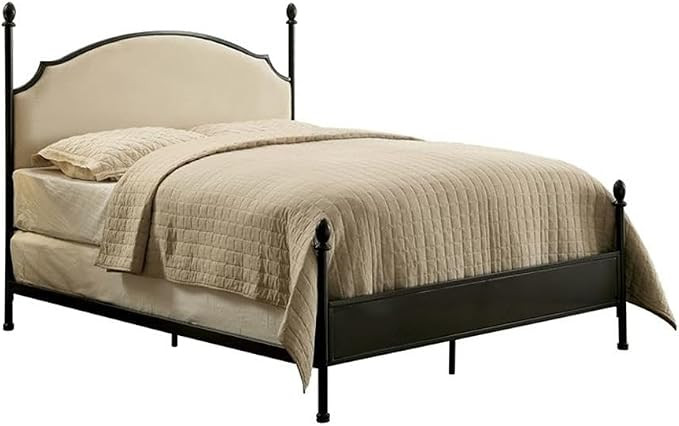 Furniture of America Freila Metal King Poster Panel Bed in Silver Gun Metal | Amazon (US)