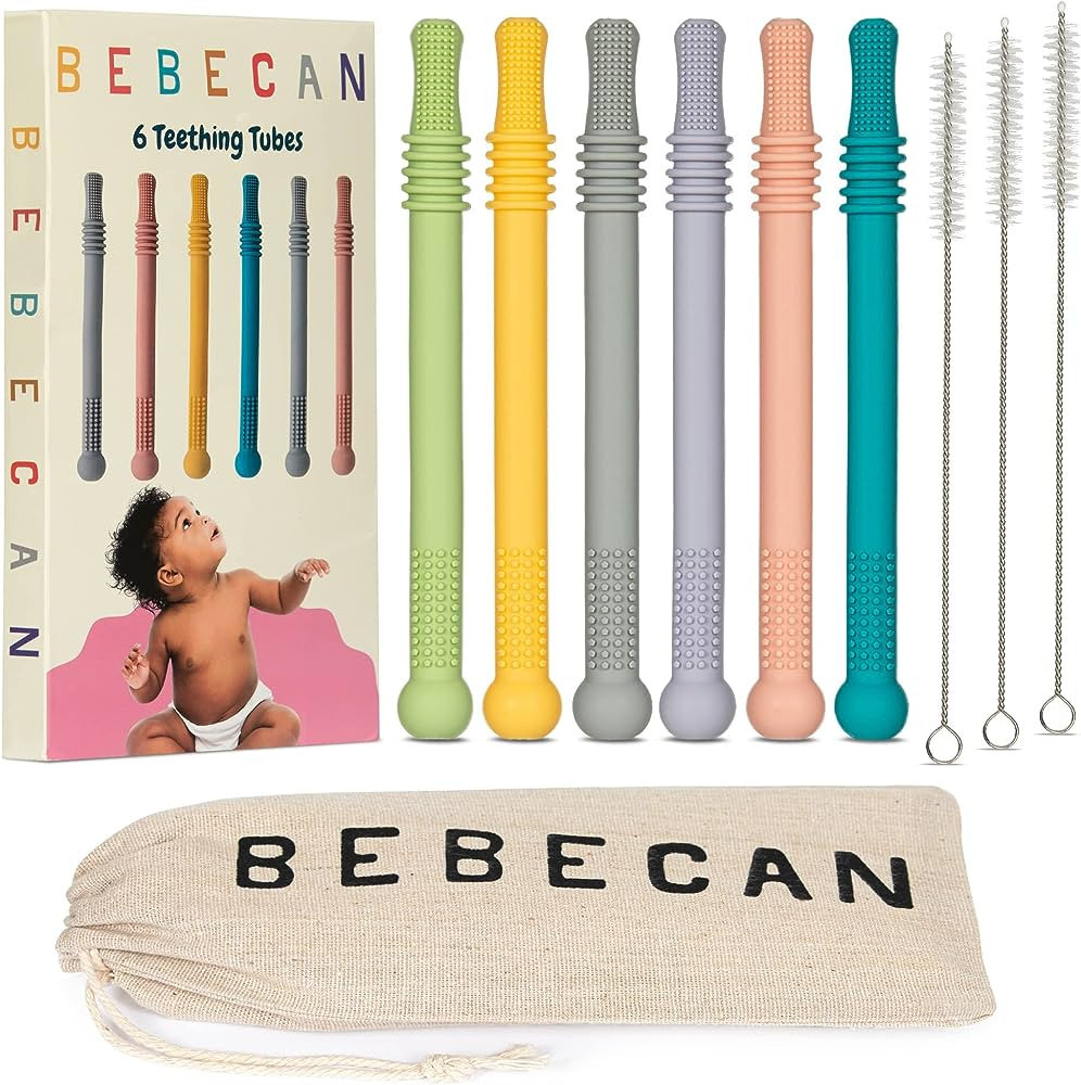 BEBECAN Teething Sticks for Babies - Infant Teething Relief for Teething Baby in 6 Vibrant Colors... | Amazon (US)