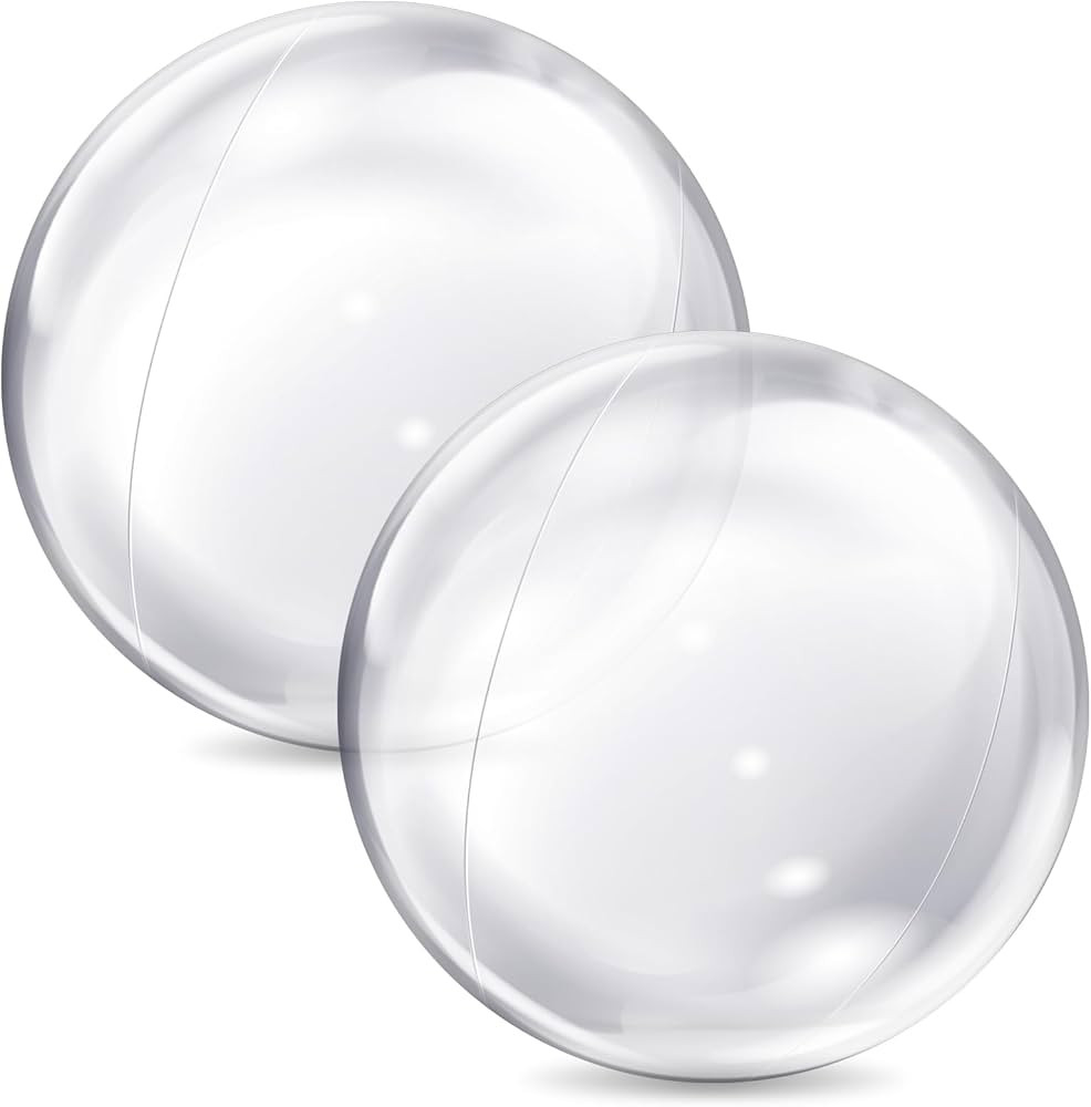 16 Inch Inflatable Beach, 2 Pieces Clear Beach Balls Blow Up Swimming Pool Theme Party Ball Giant... | Amazon (US)