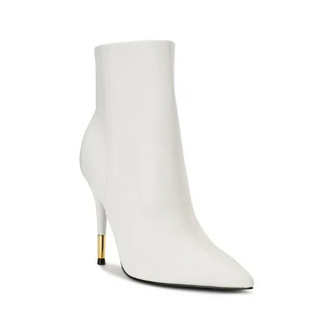 Nine West Bolana White Leather Pointed Toe Stiletto Heel Fashion Ankle Boots (White 9.5) | Walmart (US)