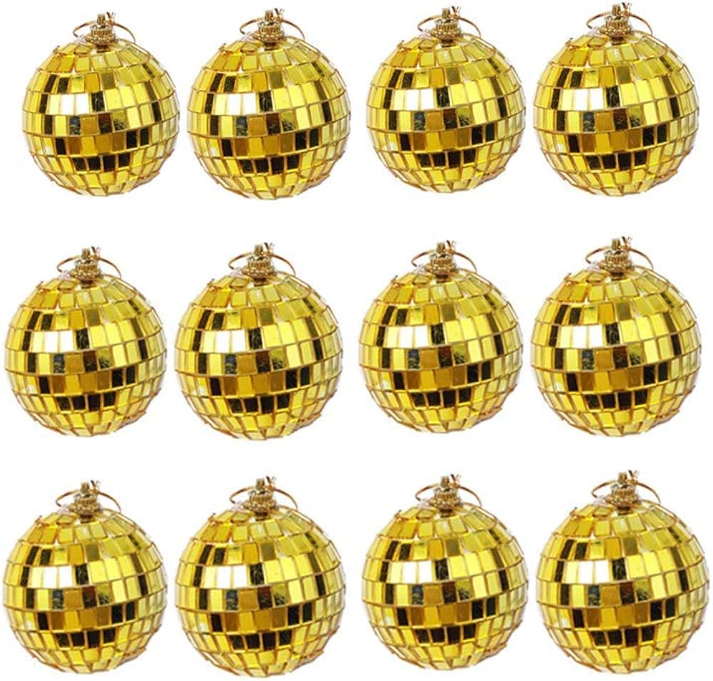 12 Pack Mirror Disco Hanging Ball Ornaments,Hanging Ball for Party or DJ Light Effect,Home Decora... | Amazon (US)