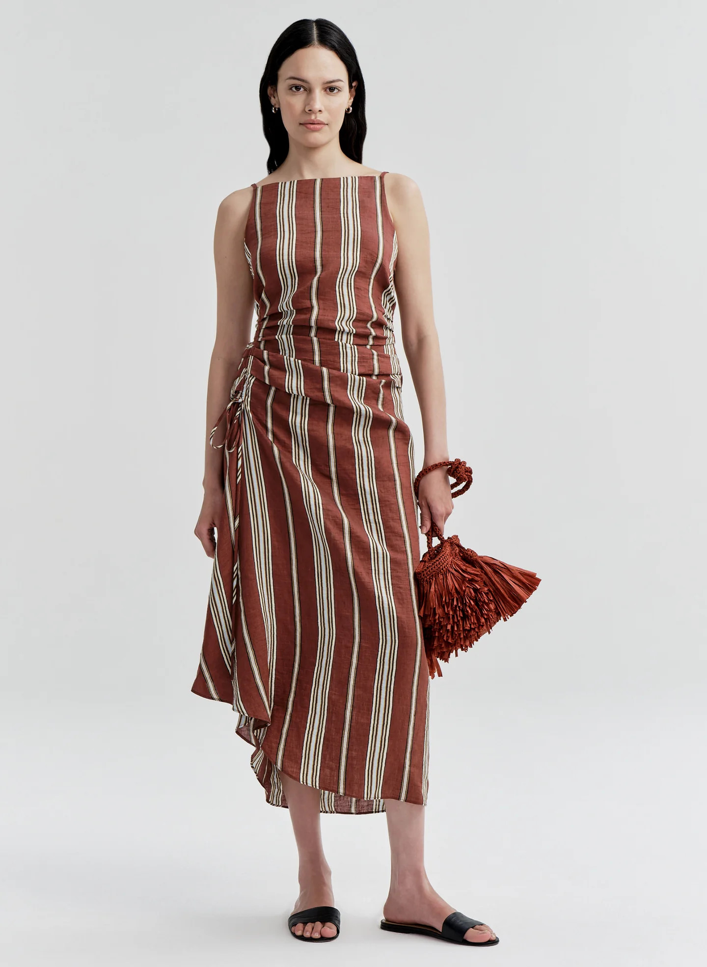 Naomi Striped Linen Midi Dress | A.L.C